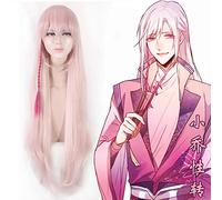 GHK 80cm 5v5 Arena Juego Peluca de cosplay larga recta rosa clara con flequillo Pelucas de mujer sintéticas resistentes al calor de disfraces de Halloween