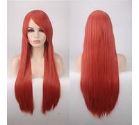 GHK 80cm Barato Peluca larga y recta Rojo Azul Verde Púrpura Negro Rubio Pelucas de cabello para mujeres Resistente al calor Sintético Anime Cosplay Cabello 03