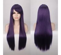 GHK 80cm Barato Peluca larga y recta Rojo Azul Verde Púrpura Negro Rubio Pelucas de cabello para mujeres Resistente al calor Sintético Anime Cosplay Cabello 02