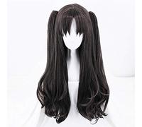 GHK 80cm Fate stay night Tohsaka Rin Cosplay Peluca Larga Ondulada Negro Rubio Pelo sintético Fate Grand Order Anime Pelucas con cola de caballo mix black
