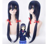 GHK 80cm Sonoda Umi Anime Cosplay Dark Blue Long Love Live Peluca con flequillo Pelucas de cabello sintético recto para mujeres