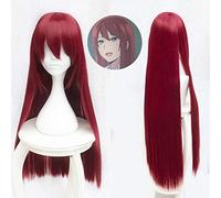 GHK 80cm Steins Gate Makise Kurisu Christina Asistente Peluca larga recta roja Cosplay Peluca Halloween