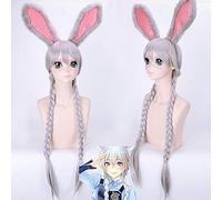 GHK 80cm Zootopia Judy Rabbit Cosplay Peluca Larga Plata Gris Trenzado Pelucas Cabello Anime Traje Fibra sintética resistente al calor