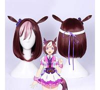 GHK Adulto Niñas Uma Musume Pretty Derby Cosplay Peluca 01 Semana Especial Colores Cortos Mixtos Cabello Sintético Recto