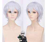 GHK Akame ga KILL Najenda recta corta peluca blanca Cosplay Anime resistente al calor disfraz de Halloween pelucas de cabello sintético para hombres 30 cm