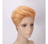 GHK Anime Cosplay Peluca Corta Golden Orange President Donald Pelo sintético Trump Pelucas para hombres Fibra de alta temperatura
