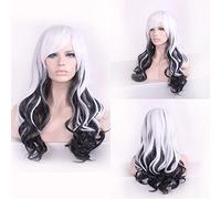 GHK Anime largo ondulado blanco negro Ombre peluca Cosplay disfraz japonés Harajuku Lolita pelucas de pelo para mujer