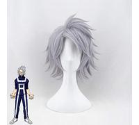 GHK Anime My Hero Academia Tetsutetsu Silver Grey Short Cosplay Peluca Hombres Boku No Hero Academia Pelucas de traje de pelo sintético