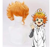 GHK Anime The Promised Neverland 63194 Emma Orange Short Rizado Cosplay Peluca Yakusoku no Neverland Pelo sintético Perucas