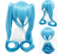 GHK Anime Vocaloid Hatsune Miku Peluca Black Rock Shooter Senbon Zakura Cosplay Peluca Larga Sintética Chip de pelo Cola de caballo + Peluca Cap negro púrpura