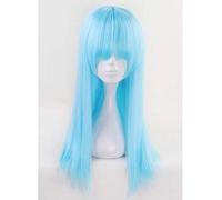 GHK Aotu World Sky Blue Cosplay peluca larga con flequillo 60cm 65cm limón Pelo sintético recto Pelucas de fiesta de disfraces de Halloween para mujeres azul claro
