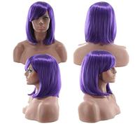 GHK Barato Bob Peluca Con Flequillo Rojo Rosa Azul Púrpura Pelo Rubio Sintético Disfraz de Halloween Mujer Corta Cosplay Pelucas Para Fiesta púrpura 2