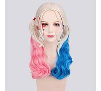 GHK Batman Suicide Squad Harley Quinn Harleen Quinzel Peluca Cosplay Pelo sintético Disfraz de Halloween Pelucas de cola de caballo para mujeres Perucas PL-600