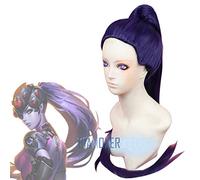 GHK Biamoxer 100cm Juego OW Widowmaker/Amelie Lacroix Long Dark Purple con clip Cola de caballo Resistente al calor Disfraces de cosplay Peluca