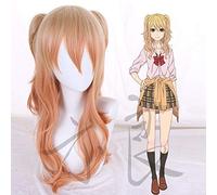 GHK Biamoxer Citrus Shitorasu Aihara Yuzu Cosplay Peluca Cola de caballo ondulada Rubia Naranja Adulto Cabello facial