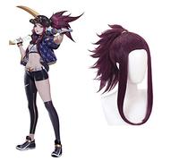 GHK Biamoxer LOL KDA Ahri Akali Kaisa Evelynn Cosplay disfraz pelucas mujer púrpura marrón peluca resistente al calor Akali