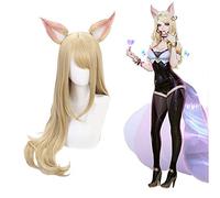 GHK Biamoxer LOL KDA Ahri Akali Kaisa Evelynn Cosplay disfraz pelucas mujer púrpura marrón peluca resistente al calor Ahri