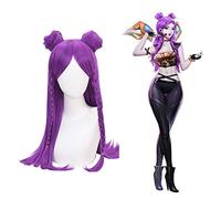 GHK Biamoxer LOL KDA Ahri Akali Kaisa Evelynn Cosplay disfraz pelucas mujeres púrpura marrón peluca resistente al calor Kaisa