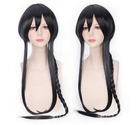 GHK Black Vocaloid China Yuezheng Ling Cosplay peluca de pelo con dos pelucas de cola de caballo Whip 100cm sintético largo