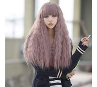 GHK Cheap Purple Purple Corn Curly Long Lolita Peluca con flequillo Pelo sintético Anime Cosplay Mujer Pelucas para fiesta