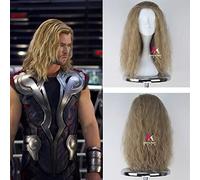 GHK Cosplay peluca Thor Odinson The Avengers rizado largo rubio hombres pelo sintético para adultos