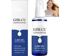 GHK-Cu - Sérum para el cabello y el cuero cabelludo con péptido de cobre, 2400 mg, sérum ligero a base de agua para suavidad y brillo, cuidado hidratante para cuero cabelludo seco (1 unidad)