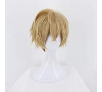GHK FGO Fate/Grand Order Short Blonde Cosplay Peluca Hombres Pelo sintético Disfraz de Halloween Gawain Play Pelucas para fiesta