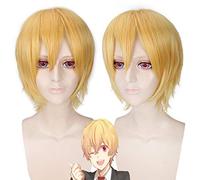 GHK Free Hazuki Nagisa Anime Short Peluca para hombre Cosplay Pelo sintético resistente al calor Amarillo Recto Disfraces de Halloween Pelucas Peruca
