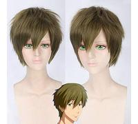 GHK Free Tachibana Makoto Army Green Peluca corta Cosplay Resistente al calor Sintético Disfraz de Halloween Anime Pelucas de pelo para hombres 30 cm