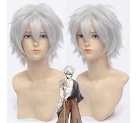 GHK Gintama Sakata Gintoki Cosplay peluca corta esponjosa plata blanca pelucas de pelo sintético para mujeres hombres Halloween Anime fiesta de disfraces