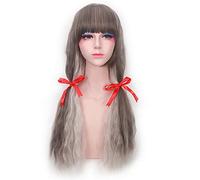 GHK Harajuku Lolita Peluca larga ondulada Bang Peluca sintética resistente al calor Anime Cosplay Verde claro Gris Rubio Marrón Pelucas para mujeres PL-295