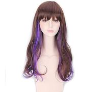 GHK Harajuku Lolita Peluca ondulada larga Pelo sintético Anime Cosplay Púrpura Azul Marrón Destacados Pelucas de fiesta coloridas para mujeres PL-519