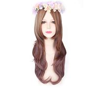 GHK Harajuku Lolita Peluca ondulada larga Pelo sintético Anime Cosplay Púrpura Azul Marrón Destacados Pelucas de fiesta coloridas para mujeres PL-143