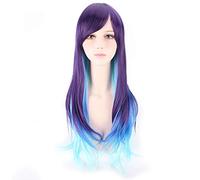 GHK Harajuku Lolita Peluca ondulada larga Pelo sintético Anime Cosplay Púrpura Azul Marrón Destacados Pelucas de fiesta coloridas para mujeres PL-458