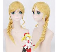 GHK Love Live Eli Ayase Ellie Golden Blonde Cosplay peluca mujer resistente al calor sintético Anime pelo largo trenzado pelucas con flequillo 60 cm