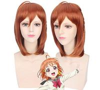 GHK LoveLive Sunshine Takami Chika Anime Cosplay Peluca Aqours Mujeres Pelo sintético Amor Live Orange Brown Pelucas de fiesta de disfraces de Halloween