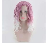 GHK Medio Largo Ondulado Rosa Blanco Ombre Peluca Pelo sintético Lolita Natural Pelucas de Cosplay Para Mujeres Alta temperatura Fibra Hairpiece