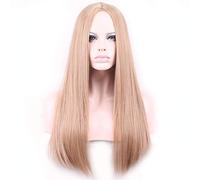 GHK Moda Barato Europeo Popular Lolita Recta Larga Peluca Rubia Cosplay Disfraz Pelucas de Pelo Sintético Para Mujeres Parte Media