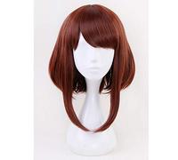 GHK My Hero Academia Boku no Hiro Akademia Uraraka Ochako Cosplay Peluca Corta Auburn Bobo Resistente al calor Traje sintético Cabello Mujer