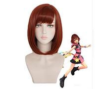 GHK Nuevo disfraz de Halloween Kingdom Hearts Kairi Auburn Short Bob Styled Cosplay sintético Peluca Mujer Juego de roles Hair + Peluca Cap