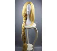 GHK Peluca Cosplay Enredada Princesa Rapunzel Trenzas Largas Flores Artificiales Sombreros Mujeres Rubia Pelo Sintético Adulto
