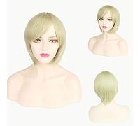 GHK Peluca de cosplay corta sintética barata Púrpura Rosa Rojo Azul Gris Blanco Bob Pelucas para mujeres Anime resistente al calor Cabello 24