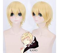 GHK Project Kano Shuuya Golden Blonde Peluca para hombre Cosplay Anime Recta Pelucas de cabello sintético resistente al calor para Halloween Carnaval 30cm