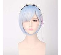 GHK Rem Ram Anime Cosplay peluca azul rosa cabello Re: la vida en un mundo diferente de cero sintético Halloween corto Bob pelucas para mujer azul peluca sombreros