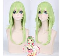 GHK Resistente al calor Anime Vocaloid GUMI Verde claro Sintético Cosplay Peluca Pelucas de pelo largo con flequillo para mujeres 50 cm