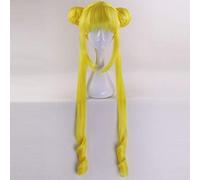 GHK Sailor Moon Tsukino Usagi Cosplay Peluca 90cm Cristal Largo Limón Amarillo Pelucas rubias Disfraz Pelo sintético resistente al calor Perucas amarillo