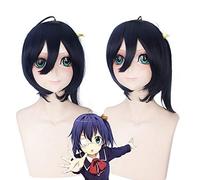 GHK Takanashi Rikka recta azul oscuro Cosplay peluca pelo sintético resistente al calor Anime Halloween carnaval pelucas para mujeres 40 cm