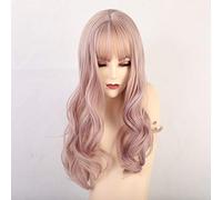 GHK Thin Bangs Pelucas de onda larga para mujeres Toon Purple Pelucas de cosplay Pelo sintético natural Pelucas de fibra resistente al calor de alta temperatura