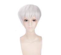GHK Tokyo Ghoul Ken Kaneki peluca cosplay recta corta para hombres resistente al calor sintético negro blanco Anime pelo Halloween disfraz pelucas blanco