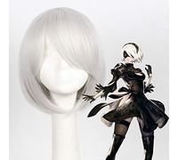 GHK Tsuki NieR Automata 2B Short Silver White Wig Cosplay Costume Party Play Pelucas de cabello sintético para mujeres